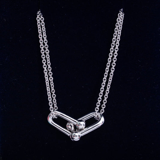 TIFFANY HARDWEAR DOUBLE LINK PEDANT SILVER NECKLACE
