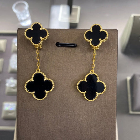 Van Cleef & Arpels CLOVER 2 MOTIFS GOLD EARRINGS