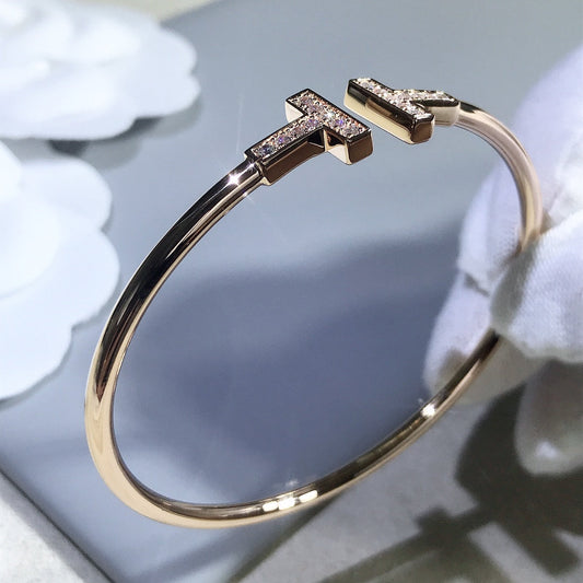 TIFFANY T BRACELET PINK GOLD 1.8MM DIAMOND