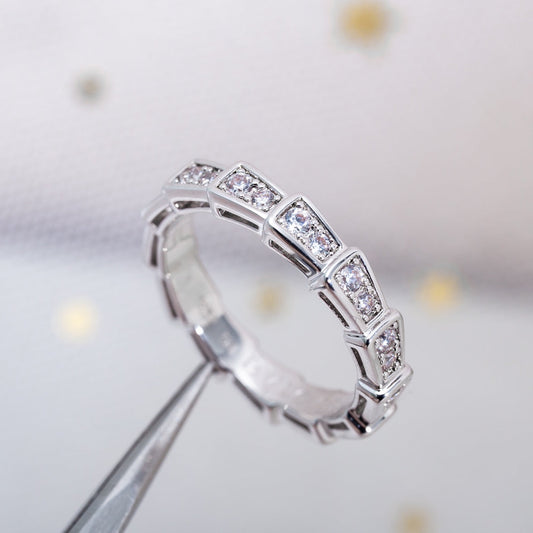 Bvlgari SERPENTI RING SILVER DIAMOND PAVED 3MM