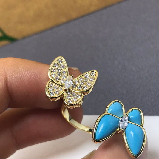 Van Cleef & Arpels TWIN BUTTERFLY TURQUOISE DIAMOND RING