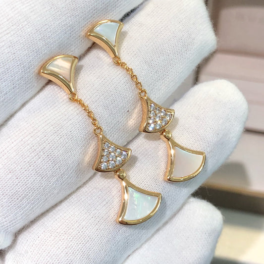 Bvlgari DREAM EARRINGS 3 MOTIFS DIAMOND MOP PINK GOLD