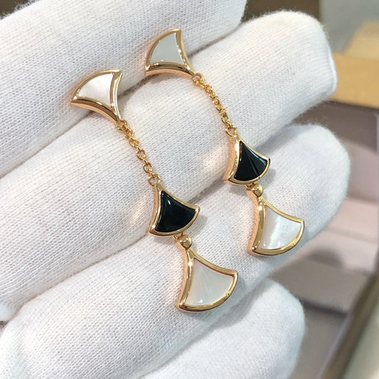 Bvlgari DREAM EARRINGS 3 MOTIFS ONYX MOP PINK GOLD