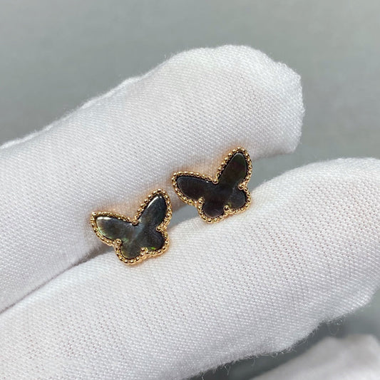Van Cleef & Arpels BUTTERFLY DARK MOP GOLD EARRINGS