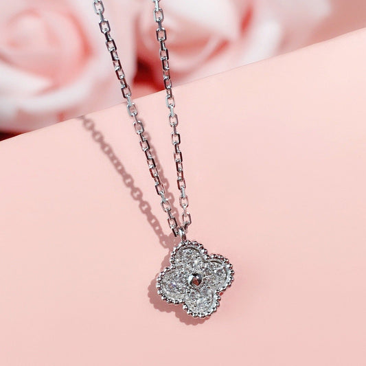 Van Cleef & Arpels CLOVER SILVER DIAMOND NECKLACE