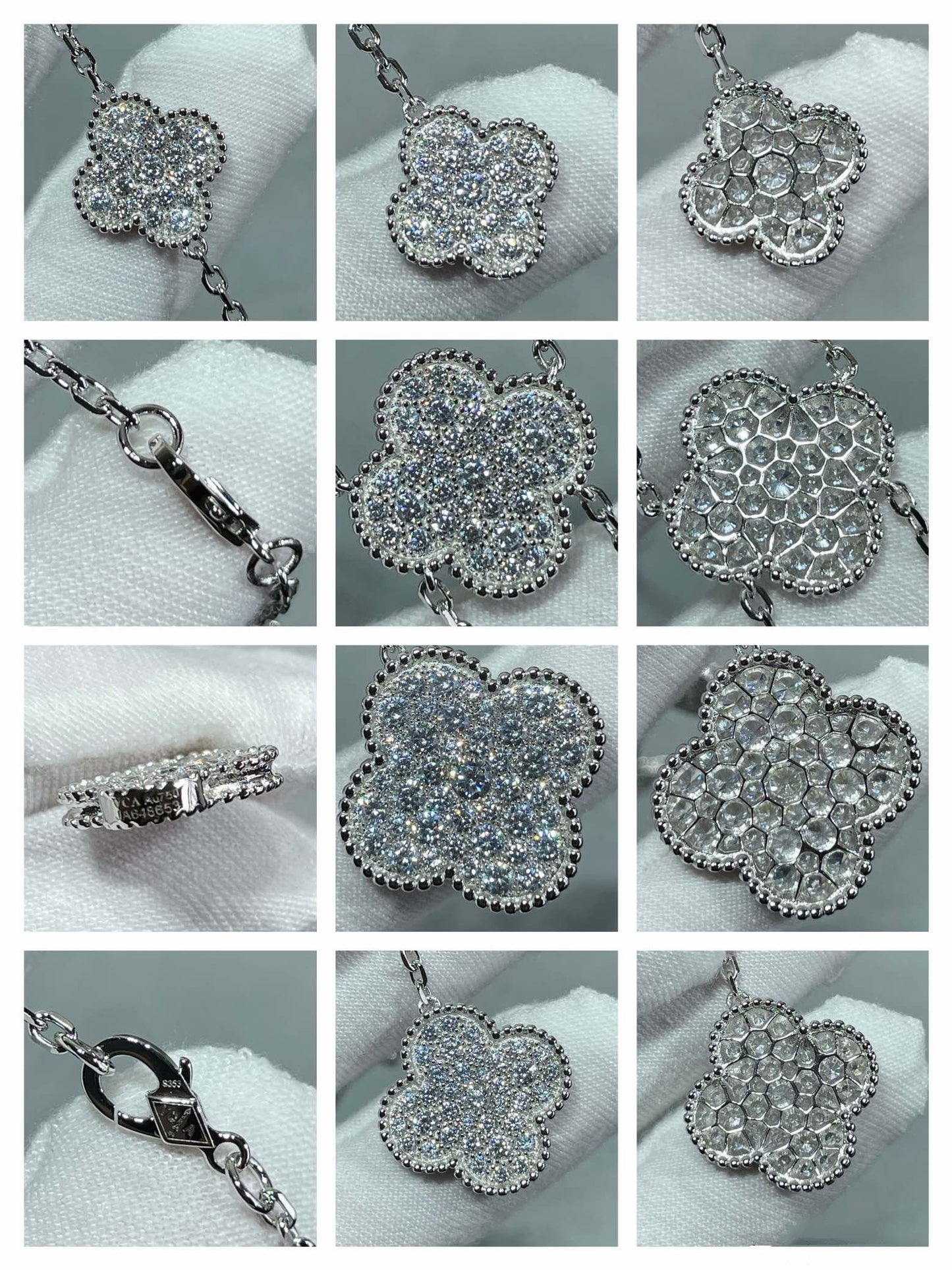 Van Cleef & Arpels CLOVER 6 MOTIF DIAMOND PAVED NECKLACE