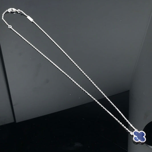 Van Cleef & Arpels CLOVER PIETERSITE SILVER LONG NECKLACE