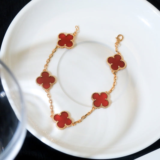 Van Cleef & Arpels CLOVER BRACELET 5 MOTIF CARNELIAN