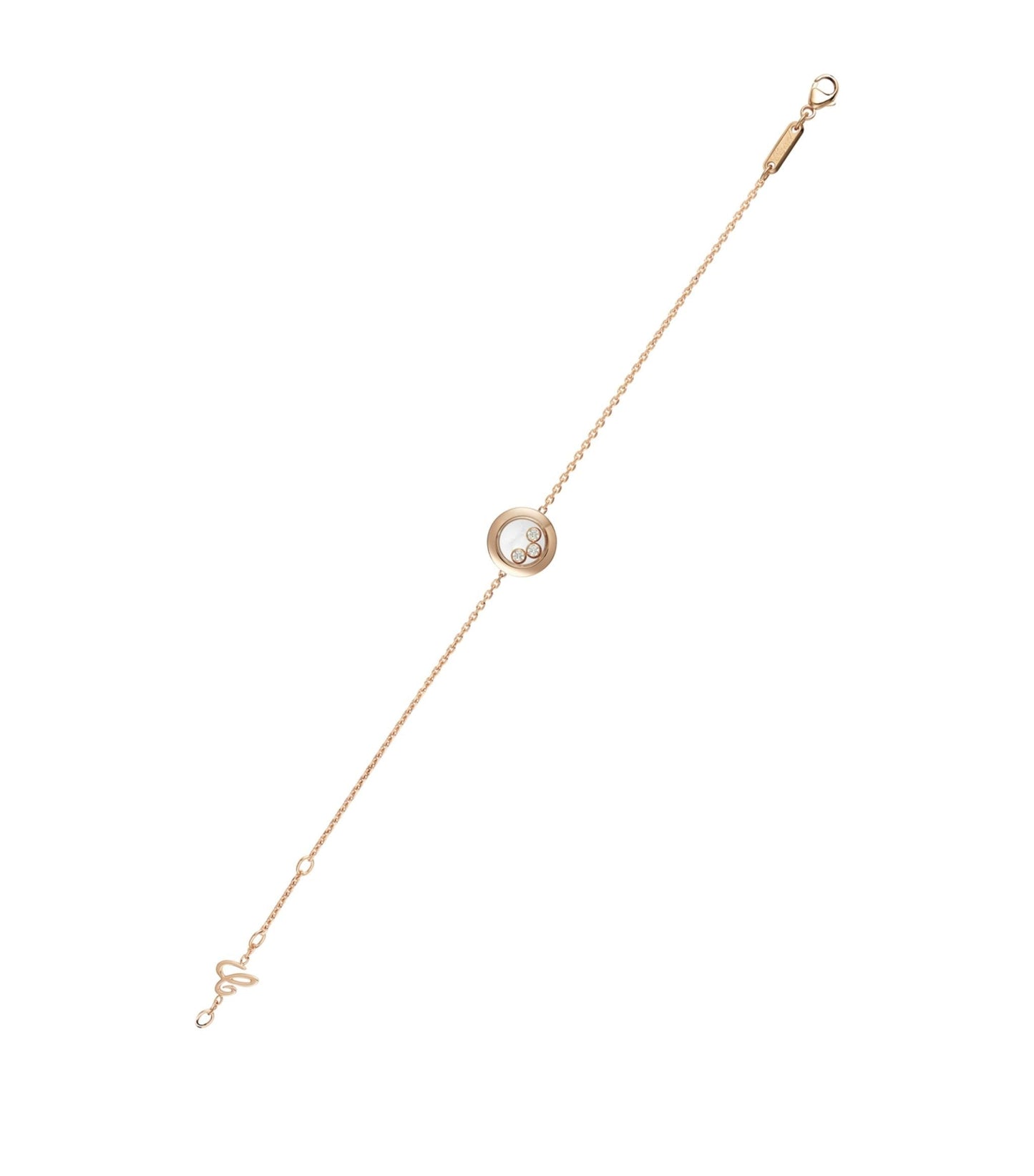 HAPPY HEART BRACELET PINK GOLD 3 DIAMOND