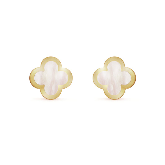 Van Cleef & Arpels PURE CLOVER MOP PINK GOLD EARRINGS