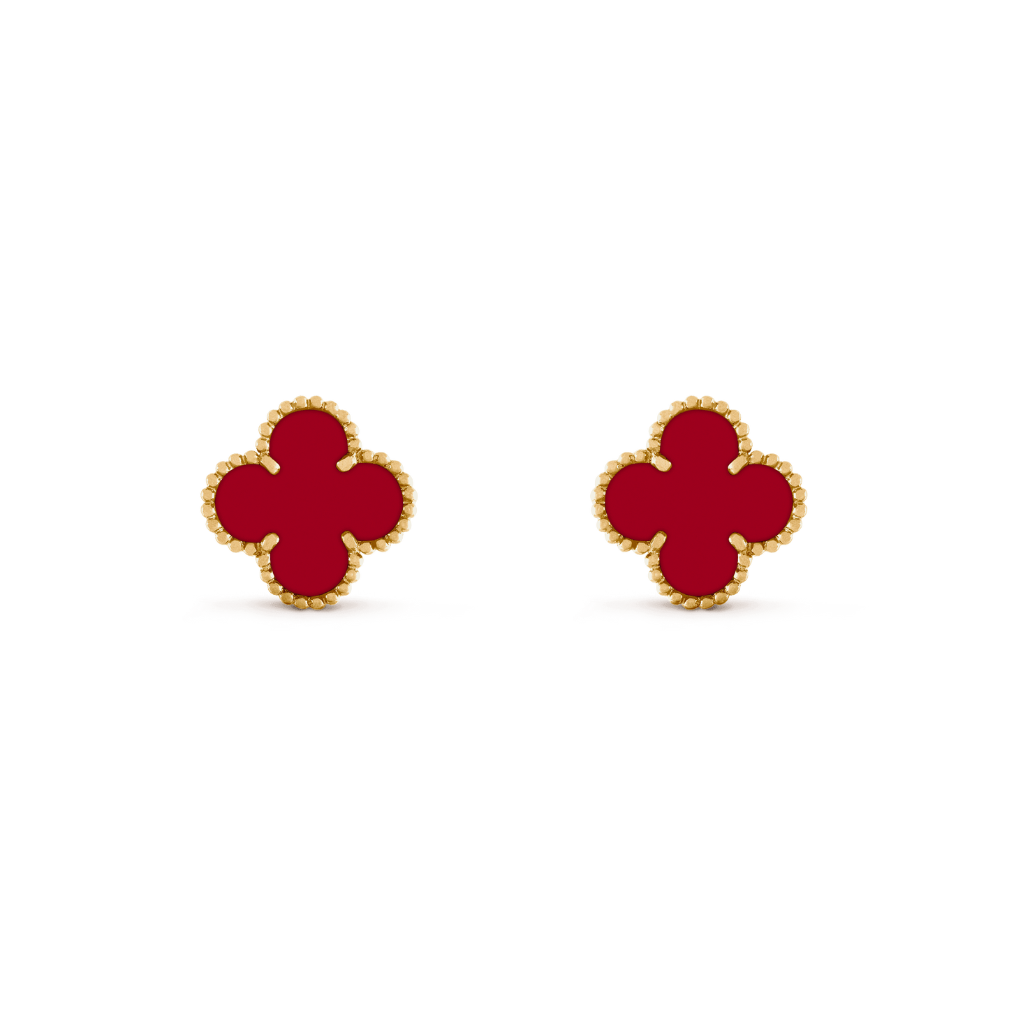 Van Cleef & Arpels CLOVER MEDIUM CARNELIAN PINK GODL EARRINGS
