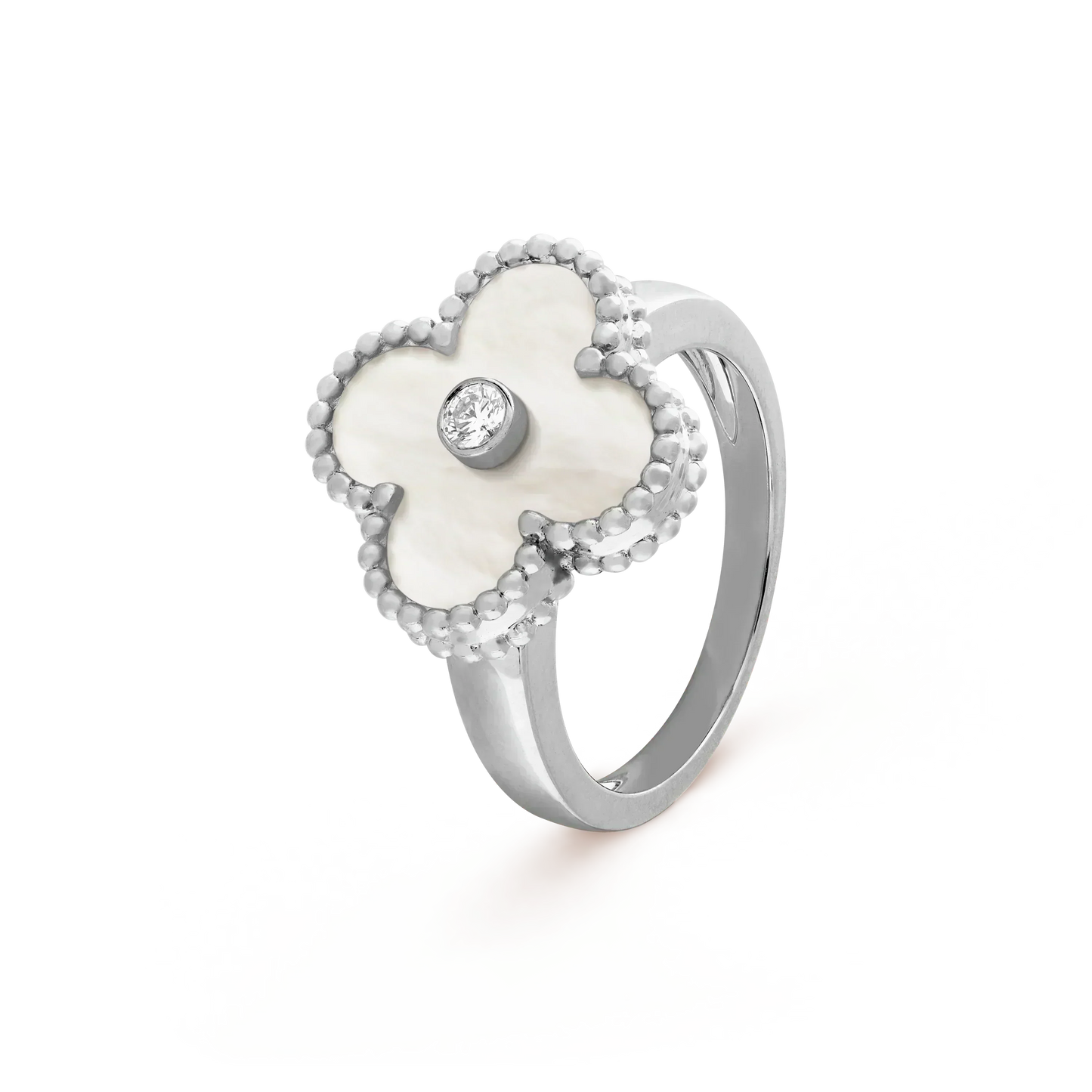Van Cleef & Arpels CLOVER SILVER MOP DIAMOND RING
