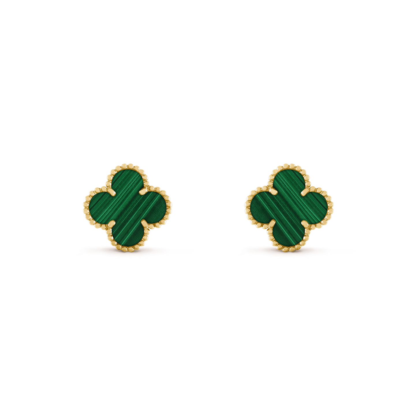 Van Cleef & Arpels CLOVER MEDIUM MALACHITE PINK GODL EARRINGS