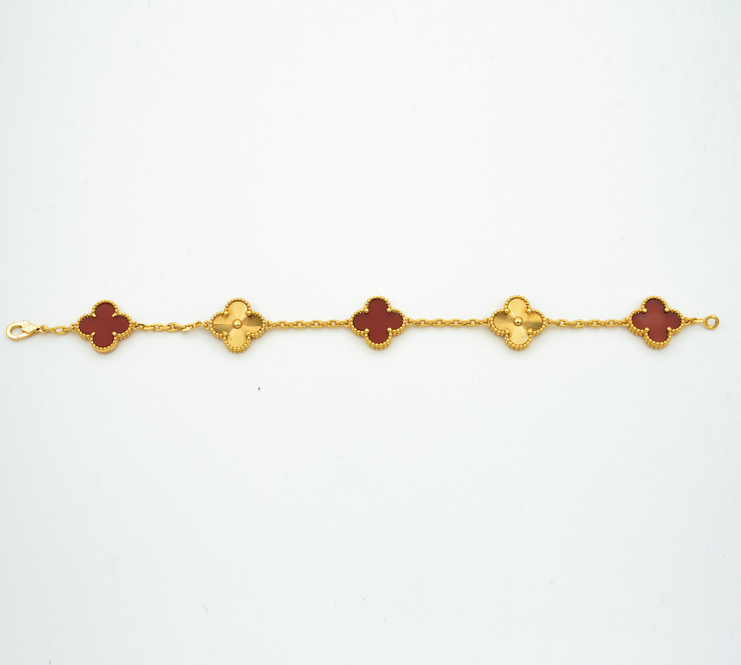 Van Cleef & Arpels CLOVER BRACELET 5 MOTIFS CARNELIAN GOLD