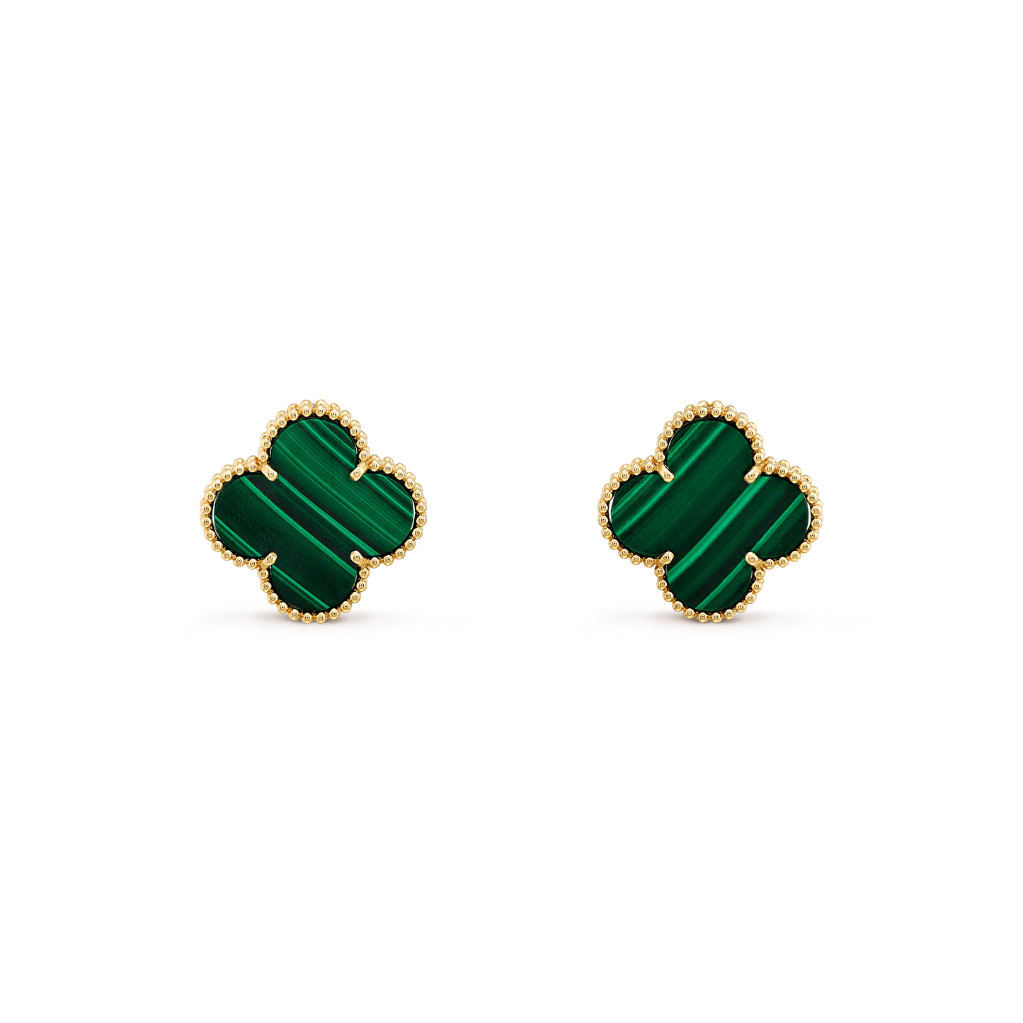 Van Cleef & Arpels CLOVER MINI MALACHITE GOLD EARRINGS