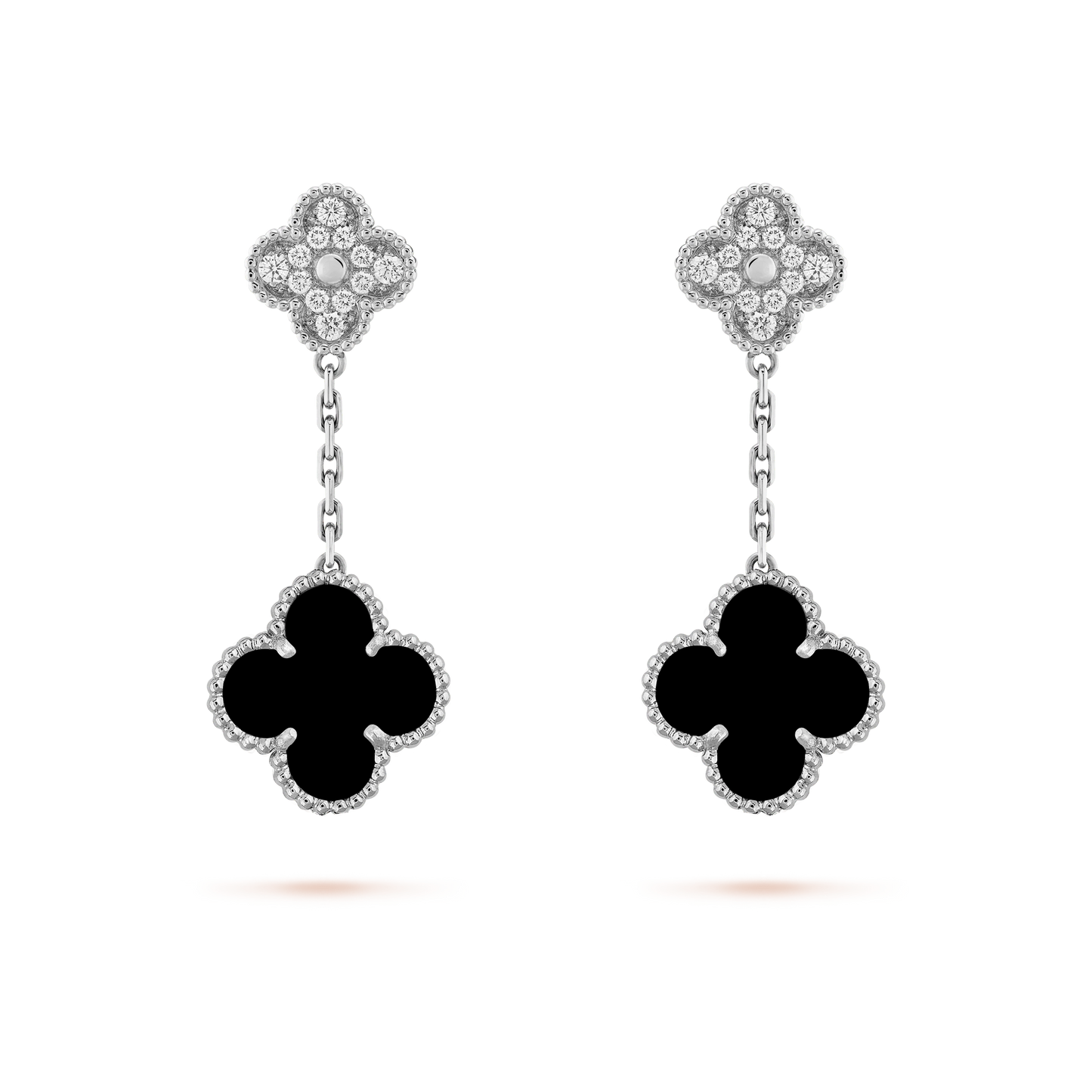 Van Cleef & Arpels CLOVER DIAMOND AND ONYX EARRINGS