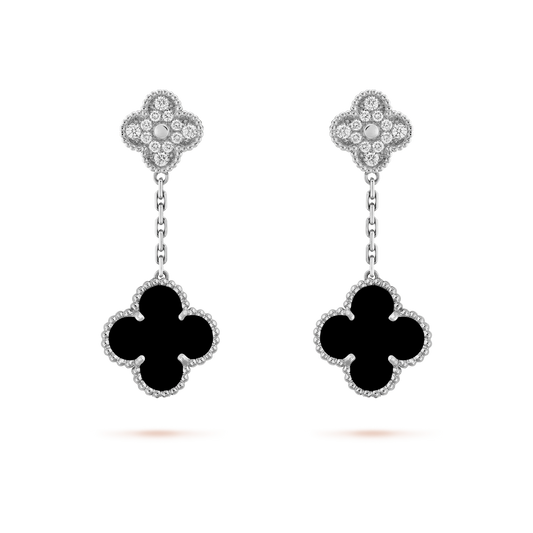 Van Cleef & Arpels CLOVER DIAMOND AND ONYX EARRINGS
