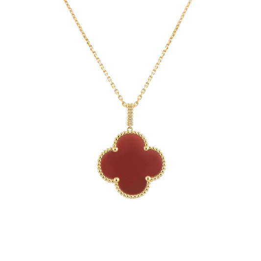 Van Cleef & Arpels CLOVER NECKLACE GOLD CARNELIAN