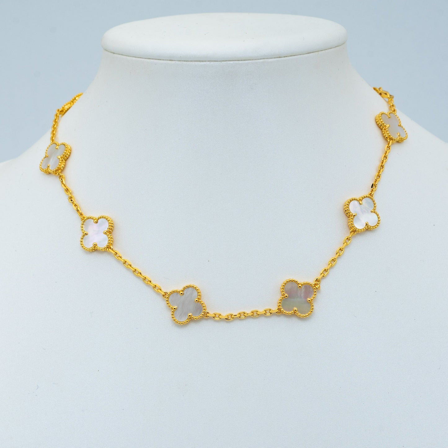 Van Cleef & Arpels VINTAGE WHITE MOP NECKLACE 10 MOTIFS GOLD