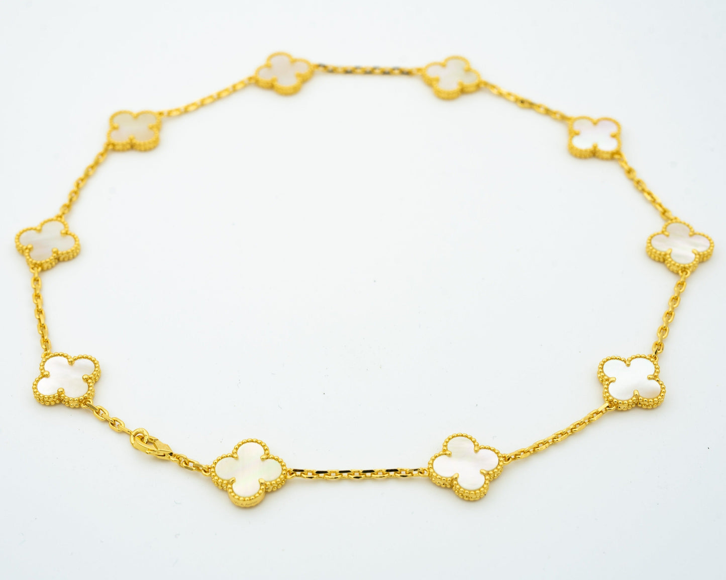 Van Cleef & Arpels VINTAGE WHITE MOP NECKLACE 10 MOTIFS GOLD