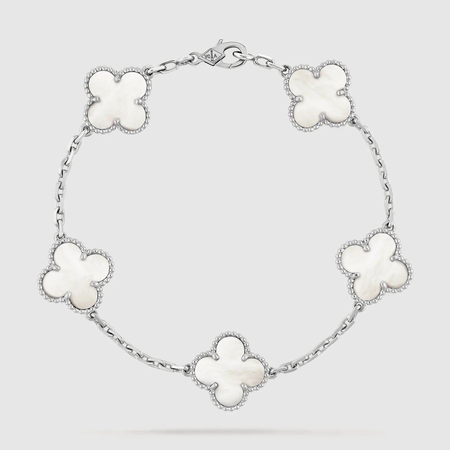 Van Cleef & Arpels CLOVER SILVER MOP 5 MOTIF BRACELET