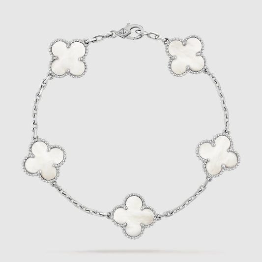 Van Cleef & Arpels CLOVER SILVER MOP 5 MOTIF BRACELET