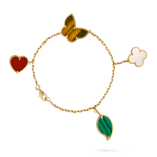 Van Cleef & Arpels HEART BUTTERFLY CLOVER BRACELET 4 MOTIFS