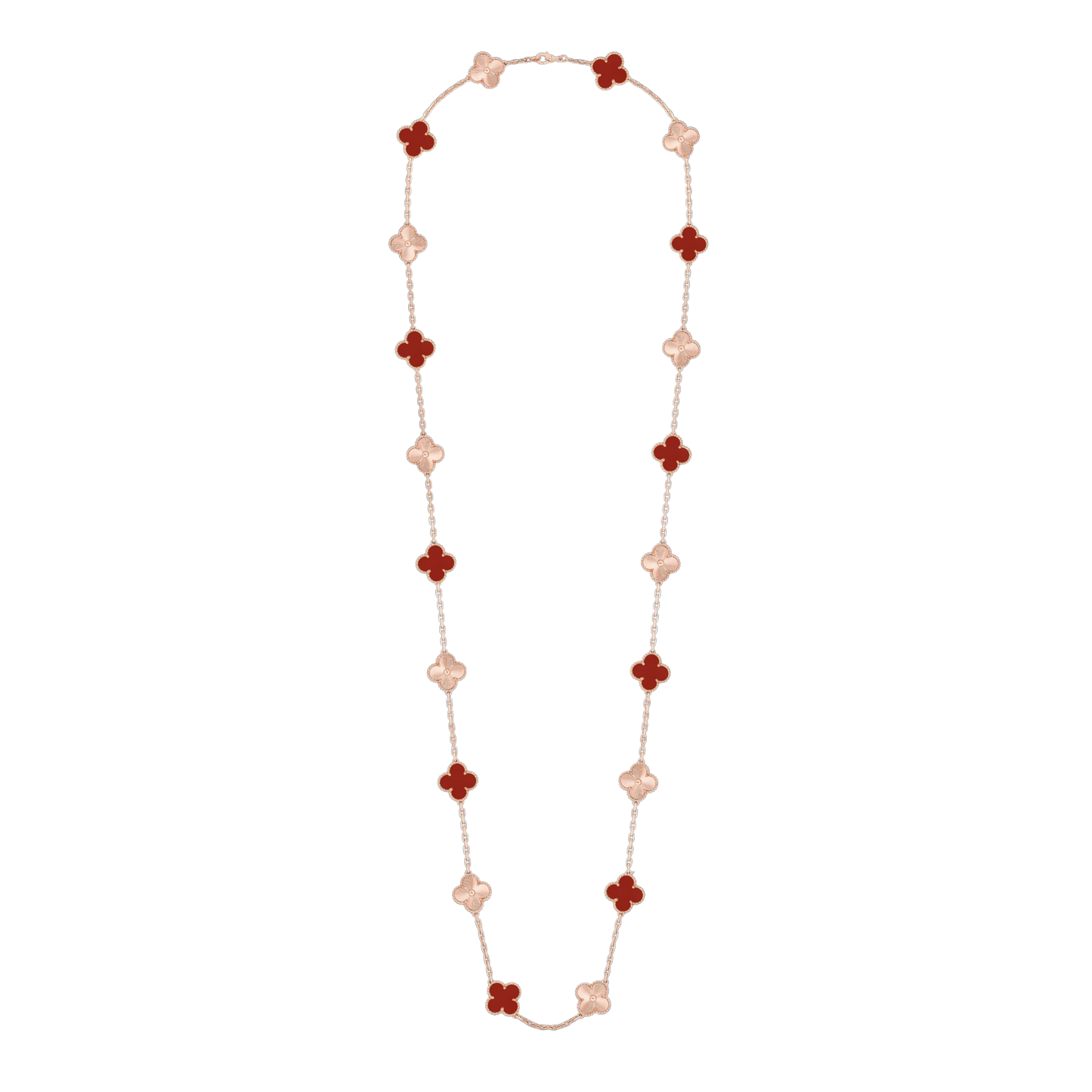 Van Cleef & Arpels CLOVER 20 MOTIF CARNELIAN 86CM NECKLACE