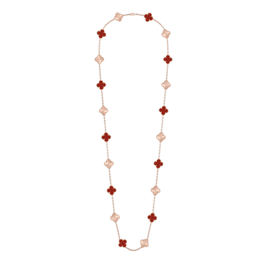 Van Cleef & Arpels CLOVER 20 MOTIF CARNELIAN 86CM NECKLACE