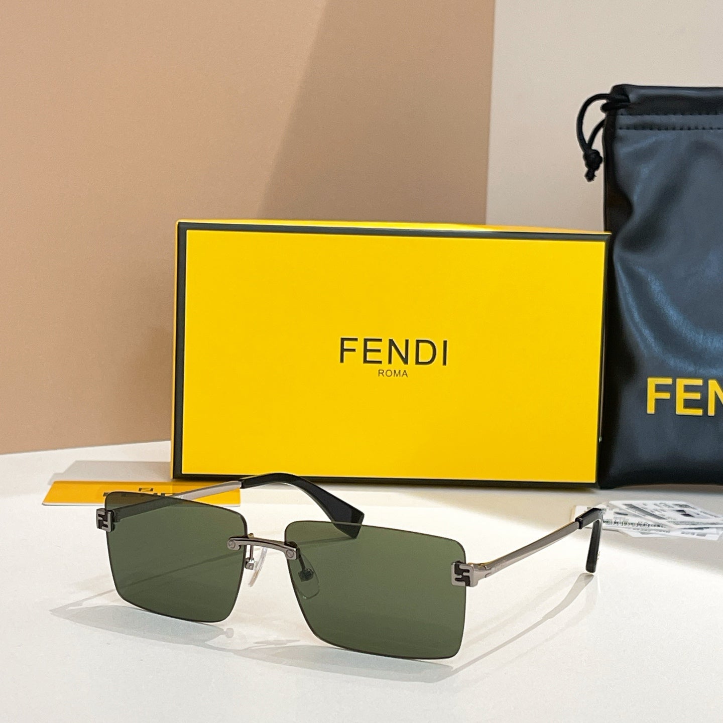 SKY RIMLESS RECTANGULAR FRAME SUNGLASSES FE40165U IN METAL