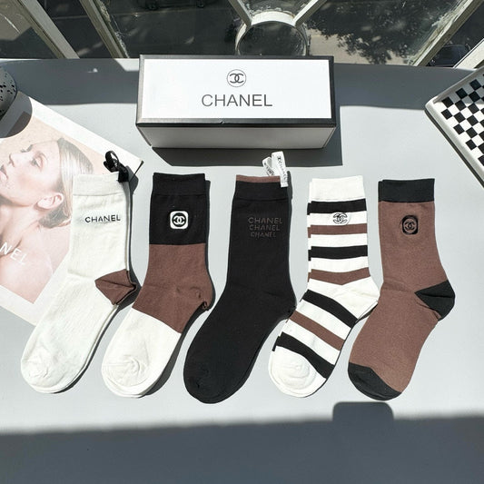 CHANEL CREW SOCKS 409457 ( 1 BOX )