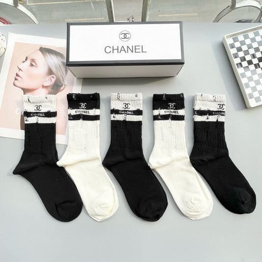 CHANEL CREW SOCKS 417414 ( 1 BOX )