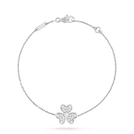 Van Cleef & Arpels FRIVOLE SILVER FLOWER DIAMOND BRACELET