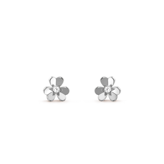 Van Cleef & Arpels FRIVOLE MINI SILVER FLOWER EARRINGS
