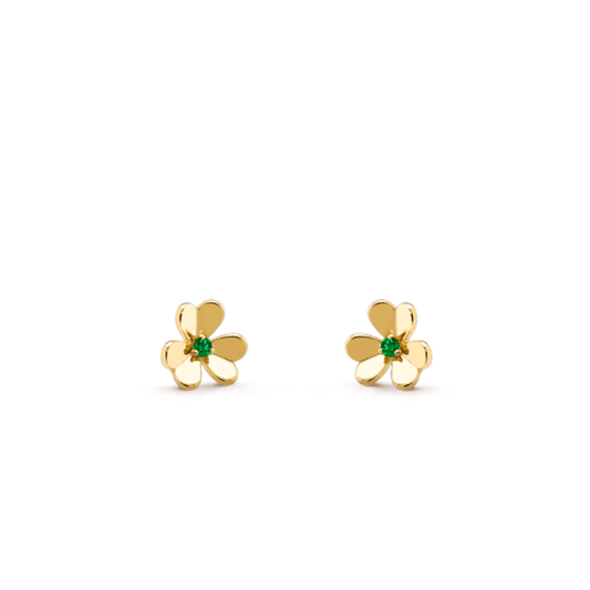 Van Cleef & Arpels FRIVOLE GOLD FLOWER MALACHITE EARRINGS