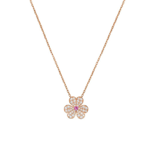 Van Cleef & Arpels FRIVOLE PINK GOLD FLOWER DIAMOND NECKLACE