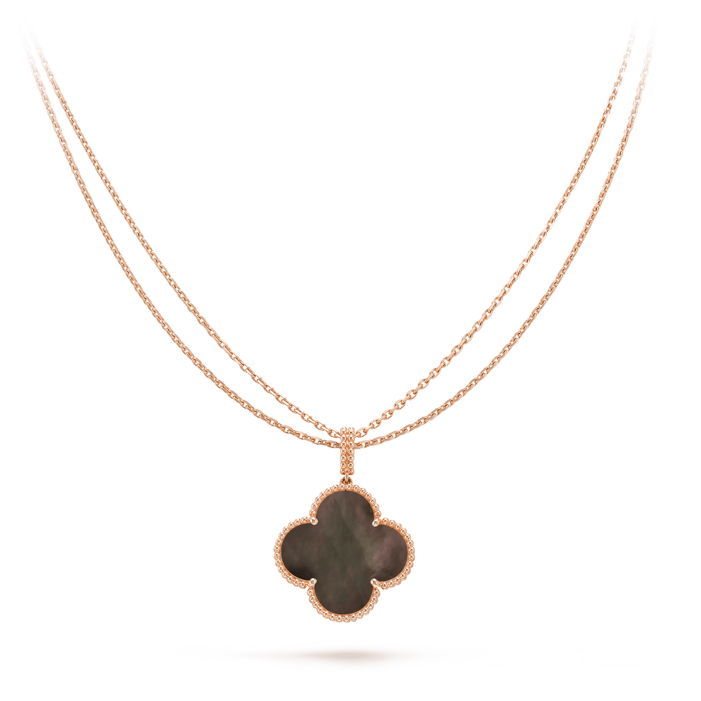 Van Cleef & Arpels CLOVER GOLD DARK MOP BIG CLOVER NECKLACE