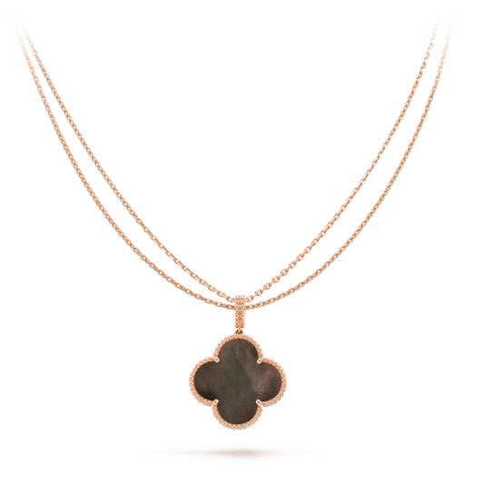 Van Cleef & Arpels CLOVER GOLD DARK MOP BIG CLOVER NECKLACE