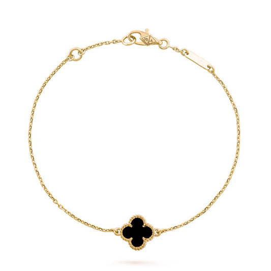 Van Cleef & Arpels CLOVER GOLD ONYX BRACELET