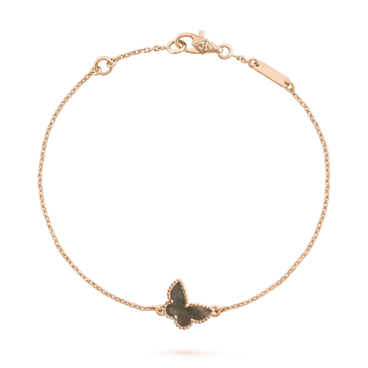 Van Cleef & Arpels BUTTERFLY ONYX PINK GOLD BRACELET