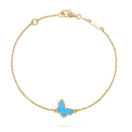Van Cleef & Arpels BUTTERFLY TURQUOISE GOLD BRACELET