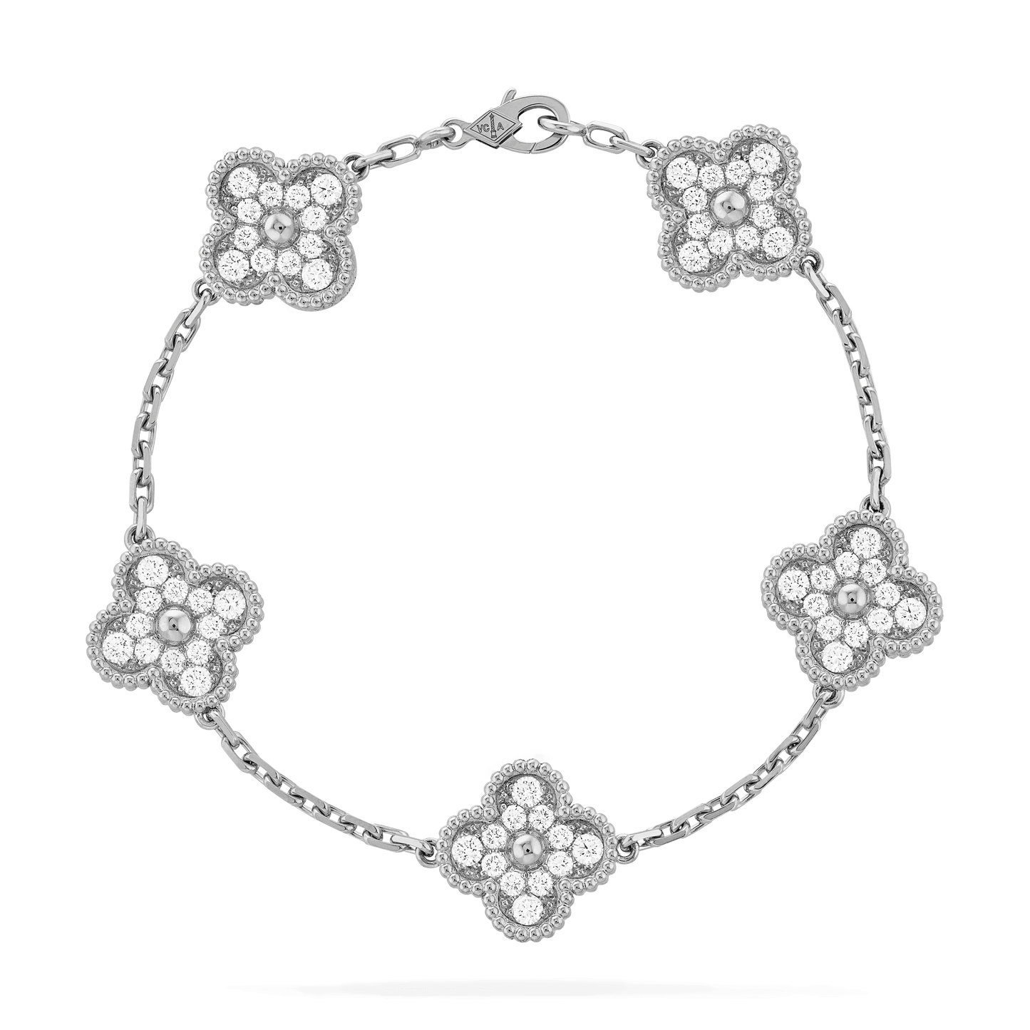 Van Cleef & Arpels CLOVER 5 MOTIFS SILVER DIAMOND BRACELET